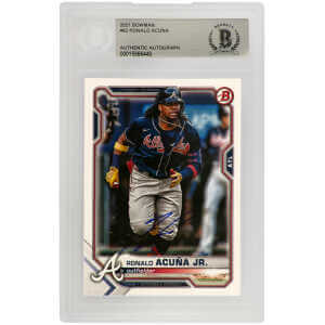 Ronald Acuna Jr Signed Atlanta Braves 2021 Bowman Baseball Card #62 - (Beckett Encapsulated)