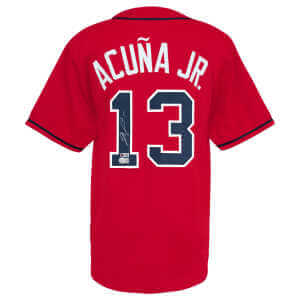 Ronald Acuna Jr. Signed Red Custom Baseball Jersey – (Beckett)