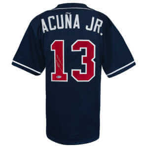 Ronald Acuna Jr. Signed Navy Custom Baseball Jersey - (Beckett)