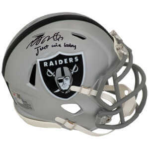 Davante Adams Signed Las Vegas Raiders Riddell Speed Mini Helmet w/Just Win Baby - (Fanatics)