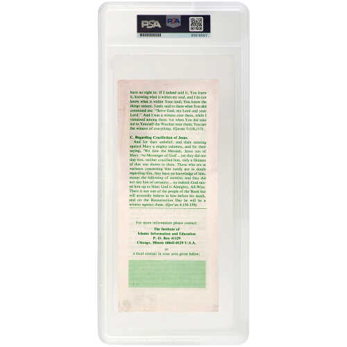 Muhammad Ali Signed Islamic Brochure 'Is Jesus Really God' Green 9x3 Pamplet - (PSA/DNA Encapsulated) - Image 2