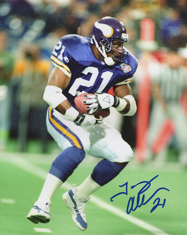 Terry Allen Signed Vikings Purple Jersey Two Hands On Ball 8x10 Photo