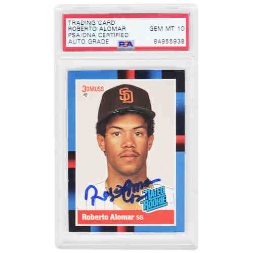 Roberto Alomar Signed San Diego Padres 1988 Donruss Rated Rookie Baseball Card #34 - (PSA/DNA / Auto Grade 10)