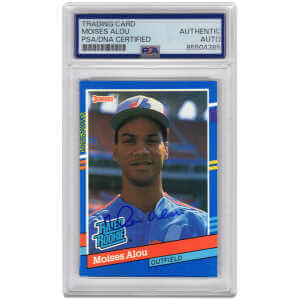 Moises Alou Signed Expos 1991 Donruss Rate Rookie Baseball Card #38 - (PSA Encapsulated)
