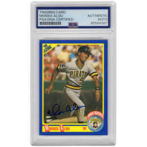 Moises Alou Signed Pirates 1990 Score Rookie Baseball Card #592 - (PSA Encapsulated)