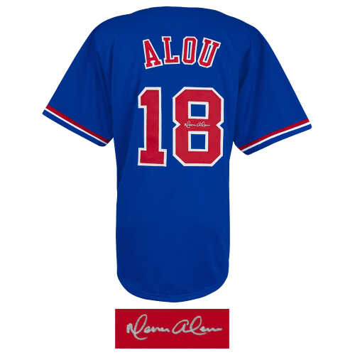 Moises Alou Signed Blue Throwback Custom Baseball Jersey - Image 2