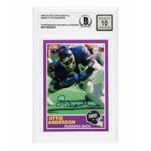 Ottis Anderson Signed Giants 1989 Score Supplemental Football Card #348S - (Beckett - Auto Sticker - Grade 10)