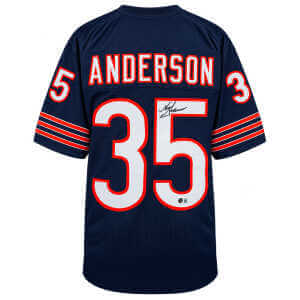 Neal Anderson Signed Navy Custom Football Jersey - (Beckett)