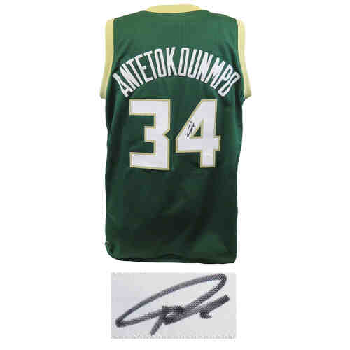 Giannis Antetokounmpo Signed Green Custom Basketball Jersey (JSA)