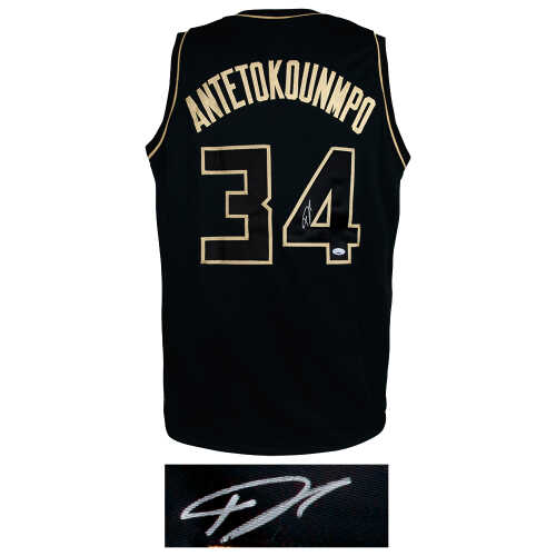 Giannis Antetokounmpo Signed Black Custom Basketball Jersey - (JSA) - Image 2