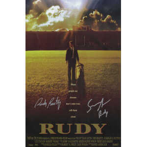 Sean Astin & Rudy Ruettiger Dual Signed Rudy 11x17 Movie Poster w/Rudy