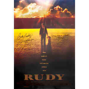 Sean Astin & Rudy Ruettiger Dual Signed Rudy 27x40 Full Size Movie Poster w/Play Like A Champion Today, Rudy