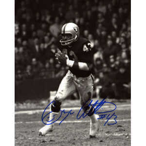 George Atkinson Signed Raiders B&W Action 8×10 Photo