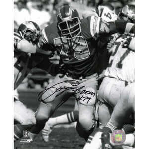 Coy Bacon Signed Chargers B&W Action 8x10 Photo