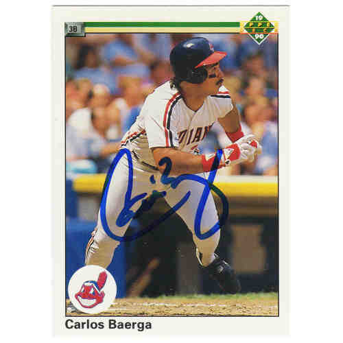 Carlos Baerga Signed Cleveland Indians 1990 Upper Deck Rookie Baseball Trading Card #737