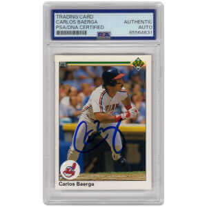 Carlos Baerga Signed 1990 Upper Deck Rookie Baseball Trading Card #737 - (PSA Encapsulated)