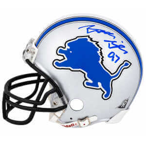 Boss Bailey Signed Detroit Lions Throwback Riddell (VSR4) Mini Helmet - (In Blue)