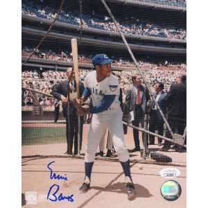 Ernie Banks Signed Chicago Cubs Batting Practice 8x10 Photo - (JSA)