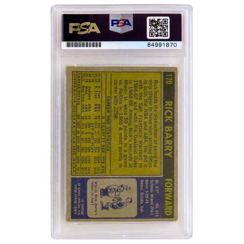 Rick Barry Signed NY Nets 1971 Topps Rookie Basketball Card #170 w/HOF 1987 - (PSA Encapsulated - Auto Grade 10) - Image 2