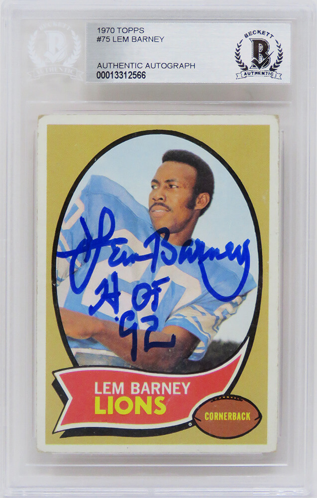 Autographed Lem Barney Picture - Detriot HOF