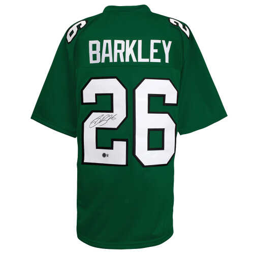 Saquon Barkley Signed Light Green Custom Football Jersey - (Beckett)