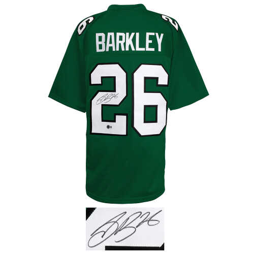 Saquon Barkley Signed Light Green Custom Football Jersey - (Beckett) - Image 2