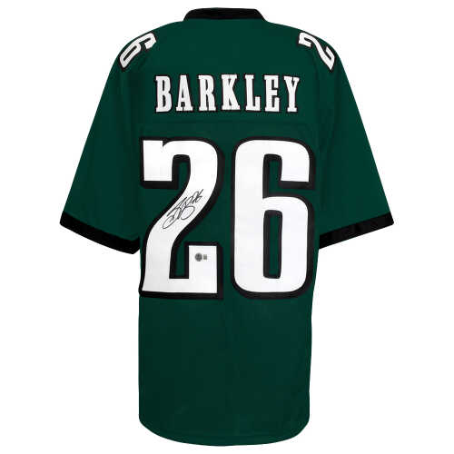 Saquon Barkley Signed Dark Green Custom Football Jersey - (Beckett)