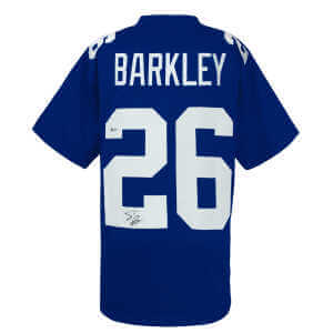 Saquon Barkley Signed Blue Custom Football Jersey - (Beckett)