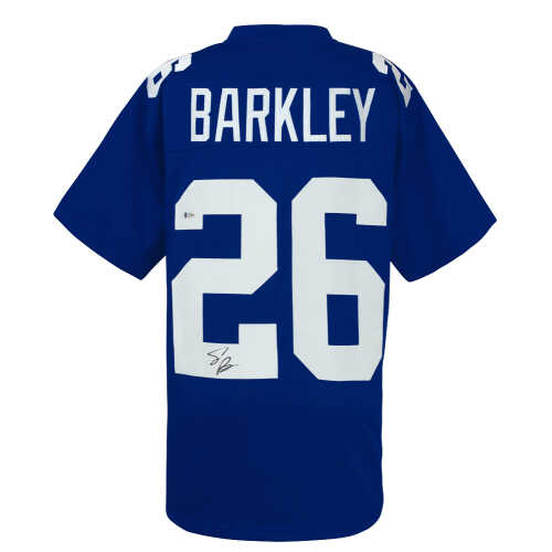 Saquon Barkley Signed Blue Custom Football Jersey - (Beckett)