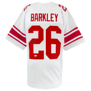 Saquon Barkley Signed White Custom Football Jersey - (Beckett COA)