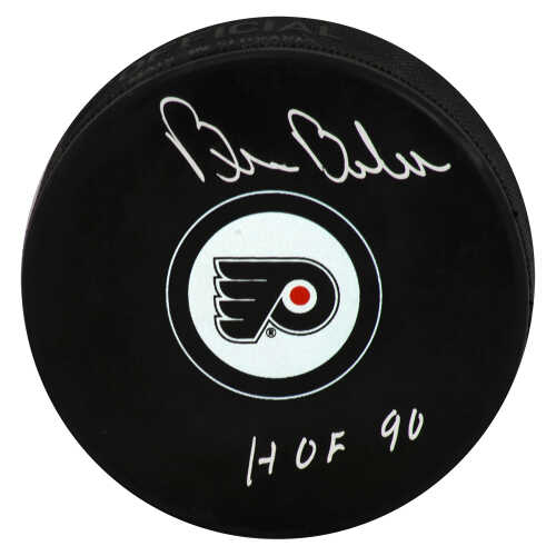 Bill Barber Signed Philadelphia Flyers Team Logo Hockey Puck w/HOF'90