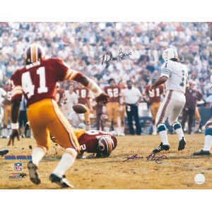 Garo Yepremian & Mike Bass Dual Signed Dolphins vs Washington Super Bowl VII Action 16x20 Photo