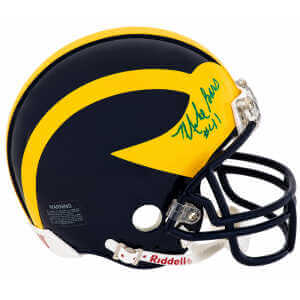 Mike Bass Signed Michigan Wolverines Riddell (VSR4) Mini Helmet