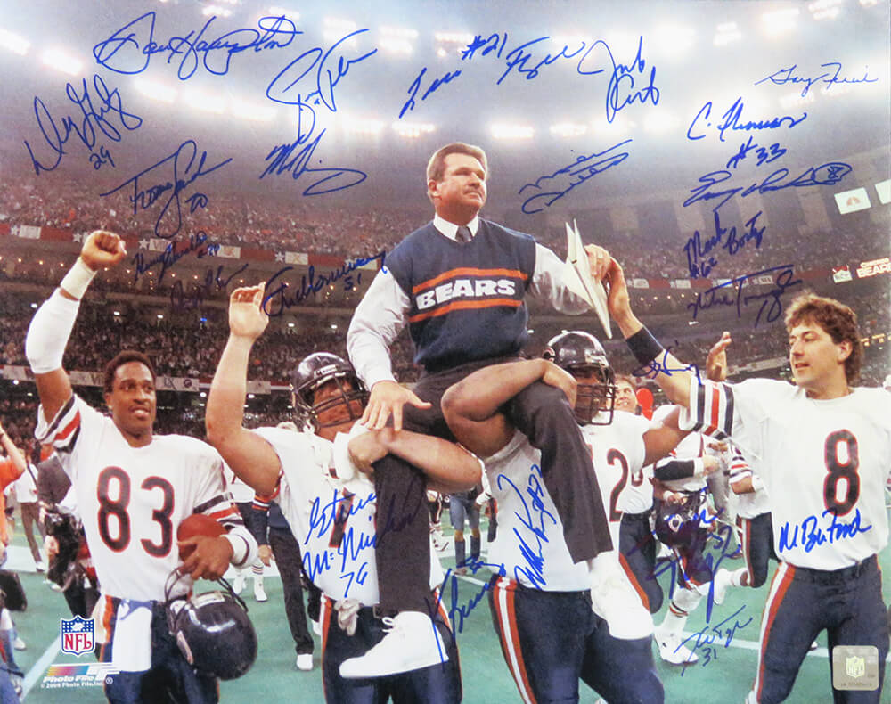 1985 Chicago Bears Team Signed Super Bowl XX Ditka Carried Off Field 16×20  Photo (23 Sigs) – Schwartz Sports Memorabilia