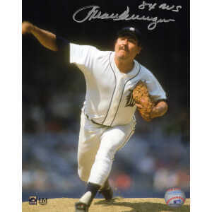 Juan Berenguer Signed Detroit Tigers Pitching White Jersey Action 8×10 Photo w/84 WS