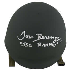 Tom Berenger Signed Green Army Costume Helmet w/SSG Barnes