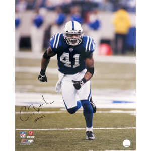 Antoine Bethea Signed Indianapolis Colts Blue Jersey Action 16x20 Photo
