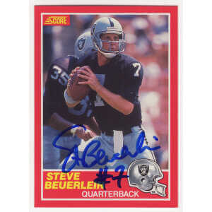 Steve Beuerlein Signed Oakland Raiders 1989 Score Football Rookie Trading Card #20