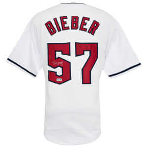 Shane Bieber Signed White Custom Baseball Jersey - (Beckett)