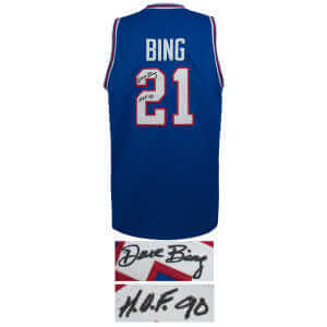 Dave Bing Signed Blue Throwback Custom Basketball Jersey w/HOF'90