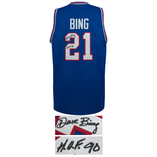 Dave Bing Signed Blue Throwback Custom Basketball Jersey w/HOF'90