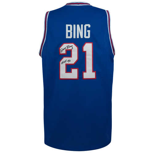 Dave Bing Signed Blue Throwback Custom Basketball Jersey w/HOF'90 - Image 2