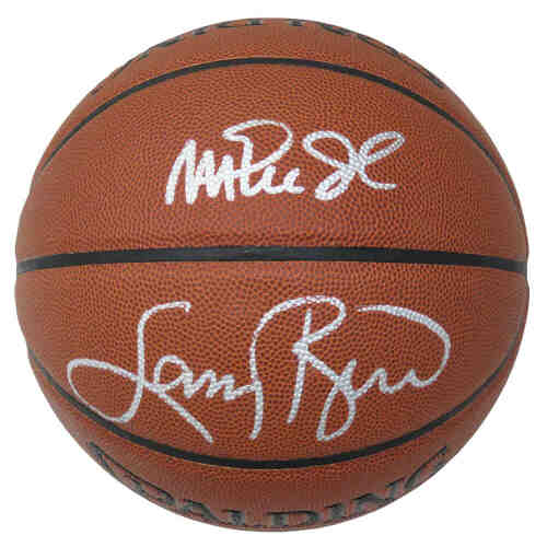 Larry Bird & Magic Johnson Signed Spalding Ultimate I/O NBA Basketball