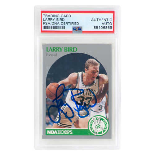 Larry Bird Signed Boston Celtics 1990 NBA Hoops Basketball Card #39 - (PSA/DNA Encapsulated)