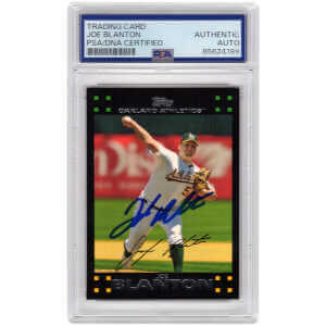 Joe Blanton Signed A's Baseball Trading Card (Various) - (PSA Encapsulated)