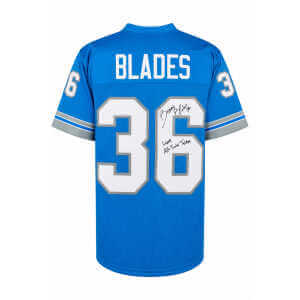 Bennie Blades Signed Blue Throwback Custom Football Jersey w/Lions All-Time Team
