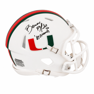 Bennie Blades Signed Miami Hurricanes Riddell Speed Mini Helmet w/87 Champs