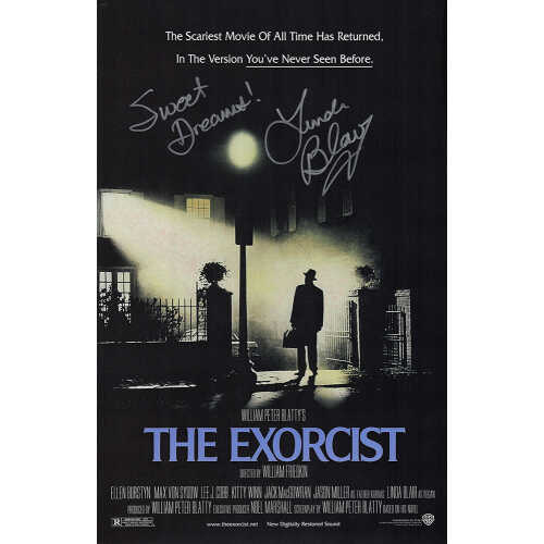 Linda Blair Signed The Exorcist 11x17 Movie Poster w/Sweet Dreams (In Silver)