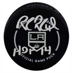 Rob Blake Signed Los Angeles Kings Logo Official Hockey Puck w/HOF'14