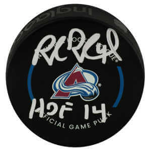 Rob Blake Signed Colorado Avalanche Logo Official Hockey Puck w/HOF'14
